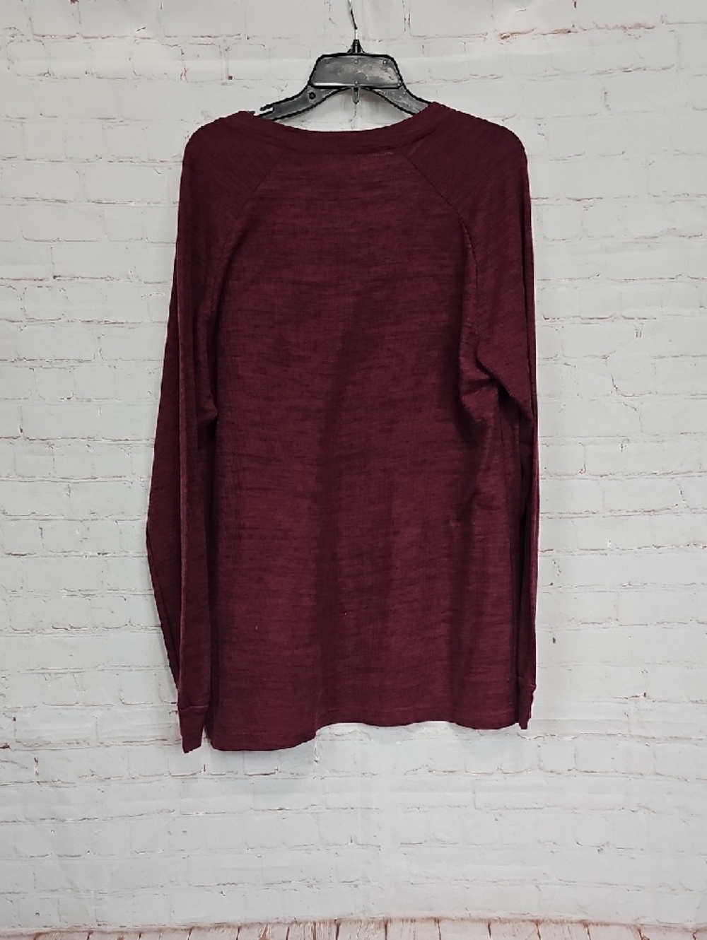 Revolution Men's Long Sleeve Henley - Burgundy - Picture 3 of 3